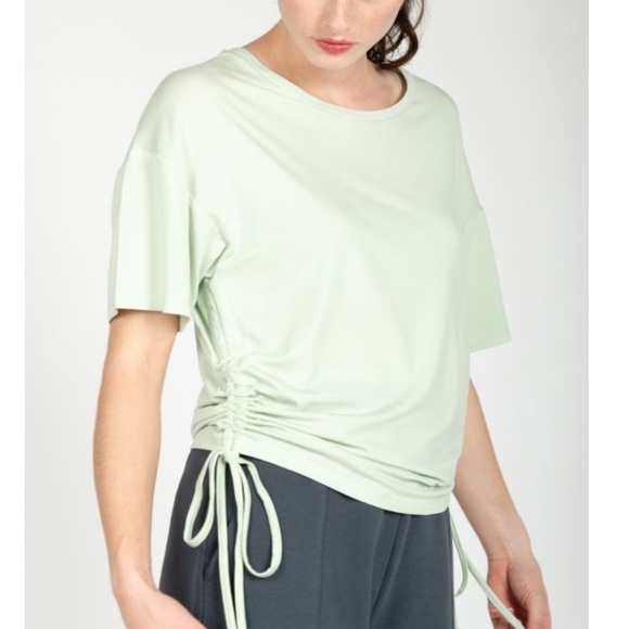 24 Colours Green T-Shirt with Side Tie Ruching - Picture 2 of 7